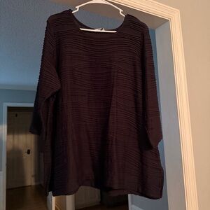 Allison Daley Women’s Black Patterned Textured Knit Top 3/4 Sleeve Size XL